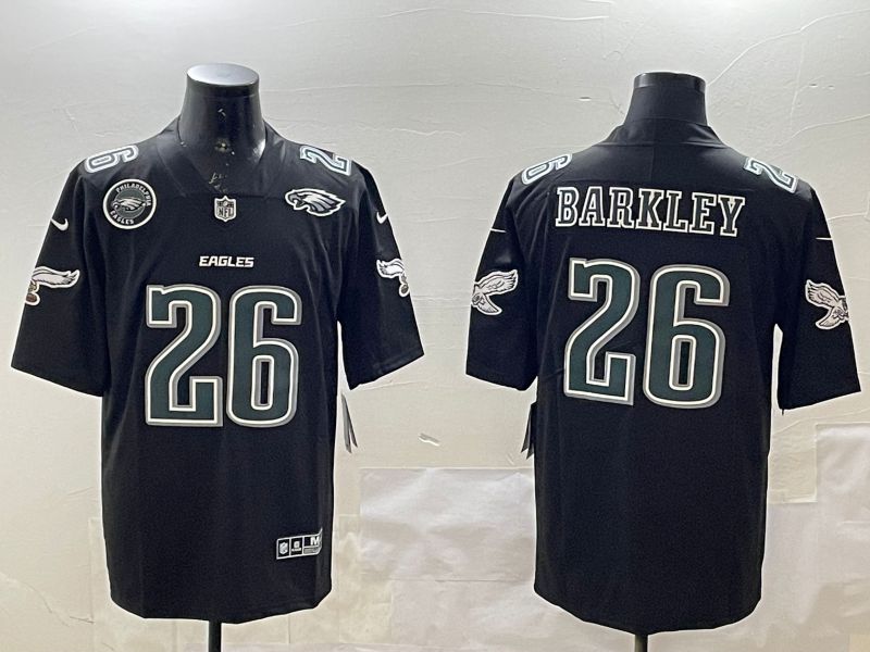 Men Philadelphia Eagles #26 Barkley Black 2025 Nike Vapor Limited NFL Jersey style 1